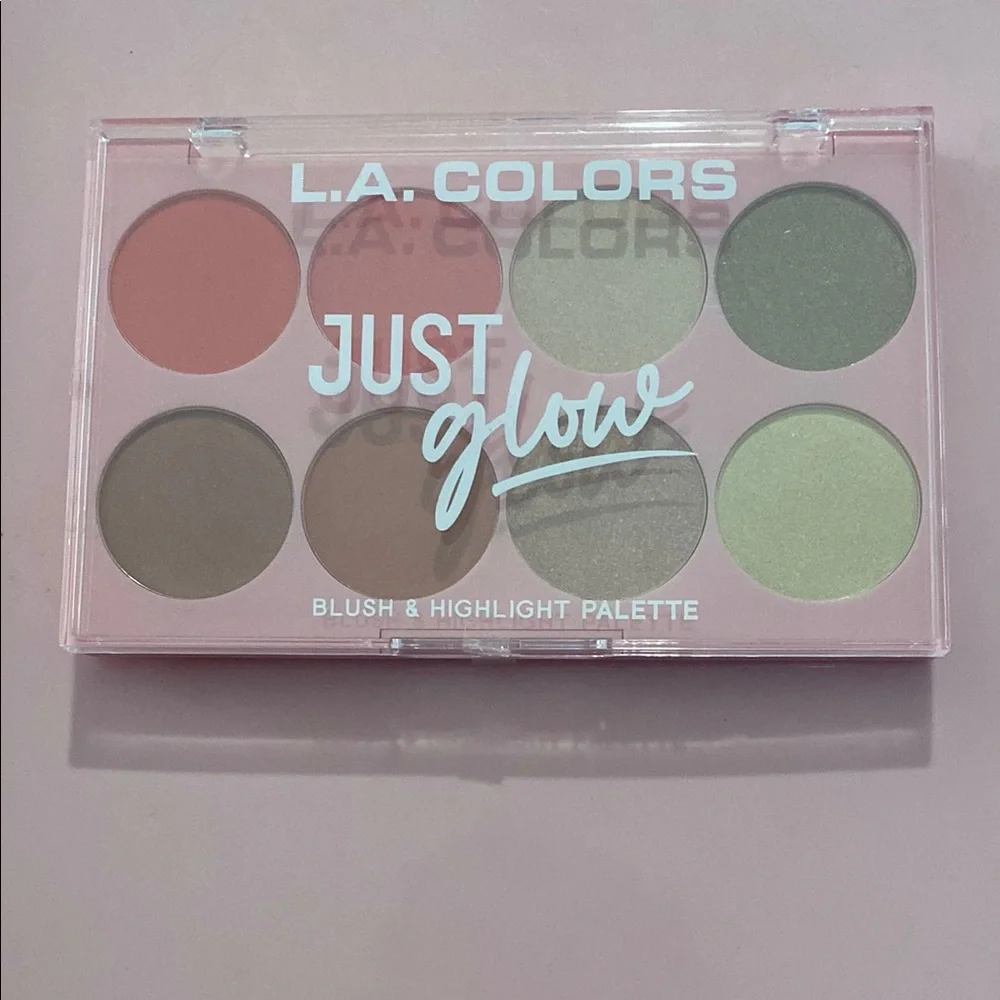 L.A. COLORS Just Glow Blush & Highlight Palette — Pink & Champagne